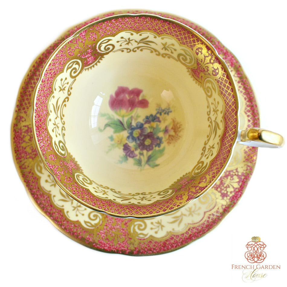 antique Aynsely tulip pink tea cup