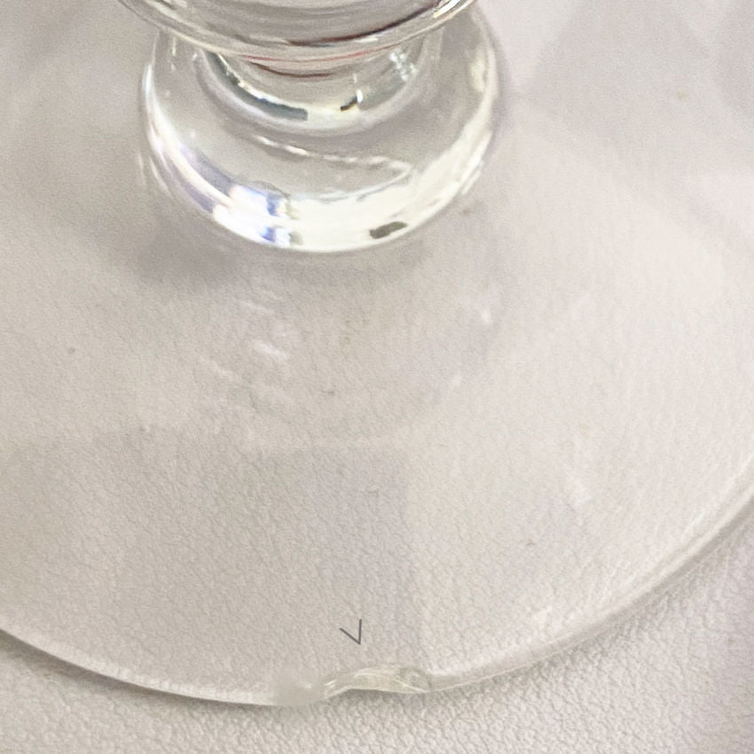 Close detail base chip Val Saint Lambert crystal goblet condition shown transparency