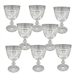 Mid century Belgian crystal goblets geometric cut Val Saint Lambert Kent York pattern
