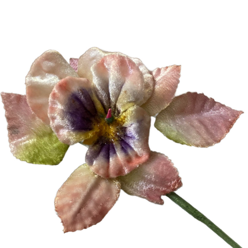 Antique pink velvet pansy from Paris