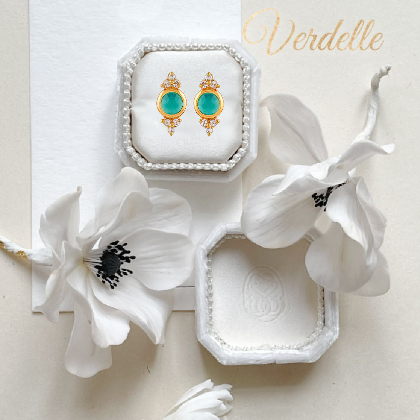 Verdelle Green Onyx Gold Earrings