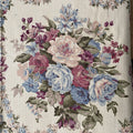 Vintage Blue & Pink Roses Bark Cloth