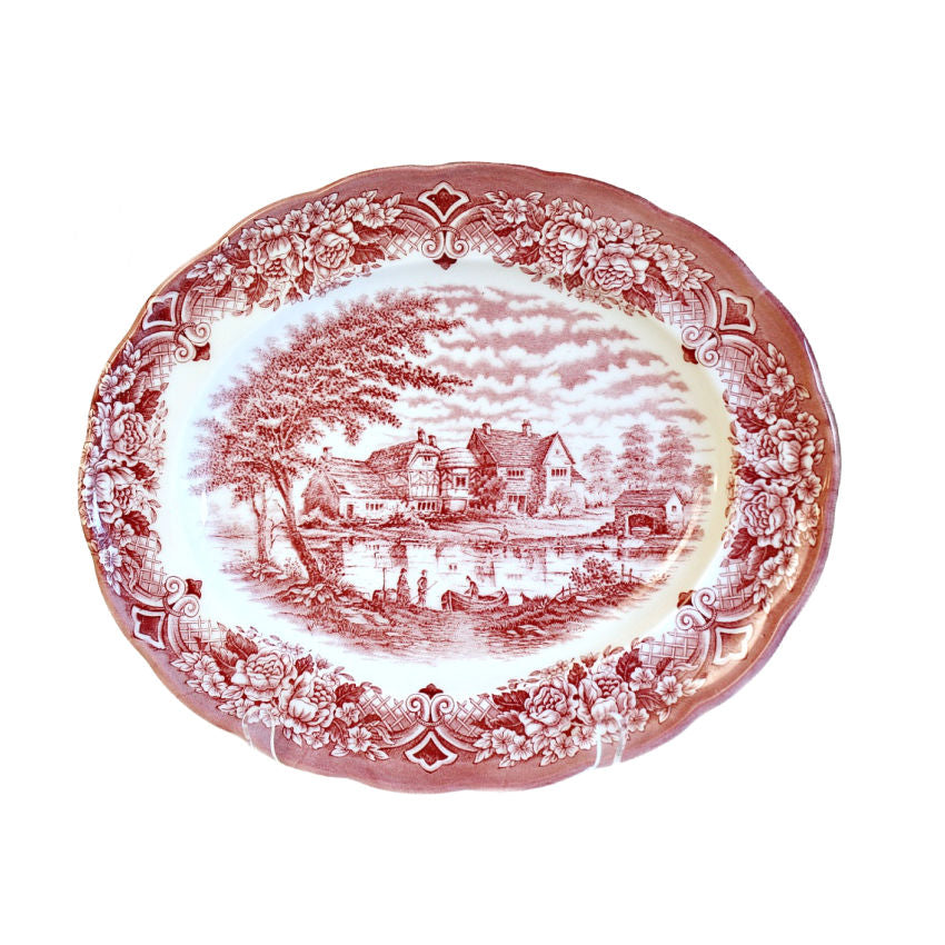 antique English Red and white platter boats