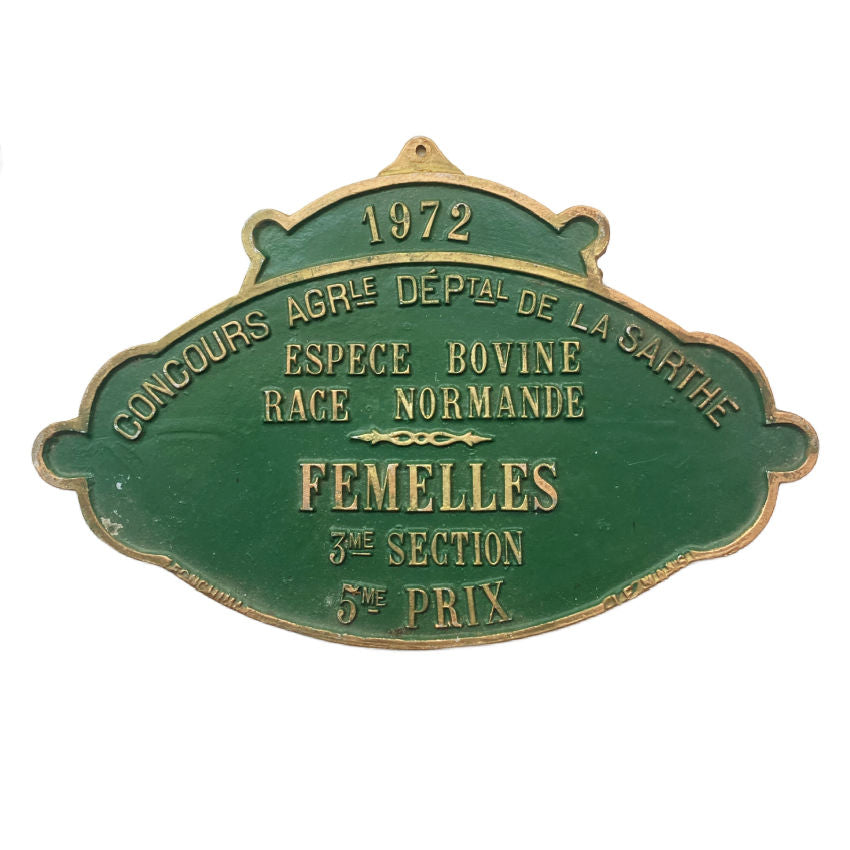 Vintage 1972 French Agricultural Farm Animal Show Prize Award Trophy Plaque 5 Prix