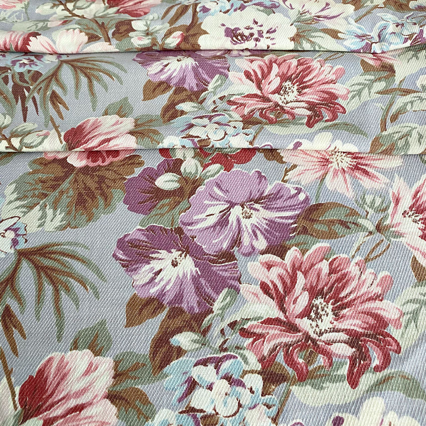 Vintage Periwinkle Morning Glory Floral Bouquets Fabric