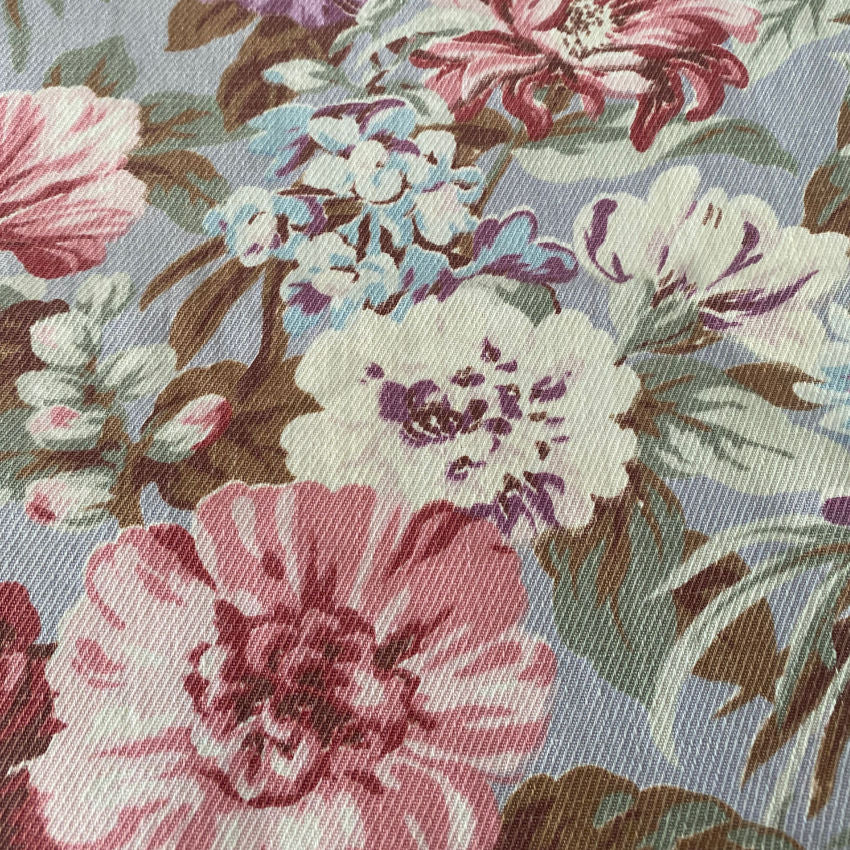 Vintage Periwinkle Morning Glory Floral Bouquets Fabric