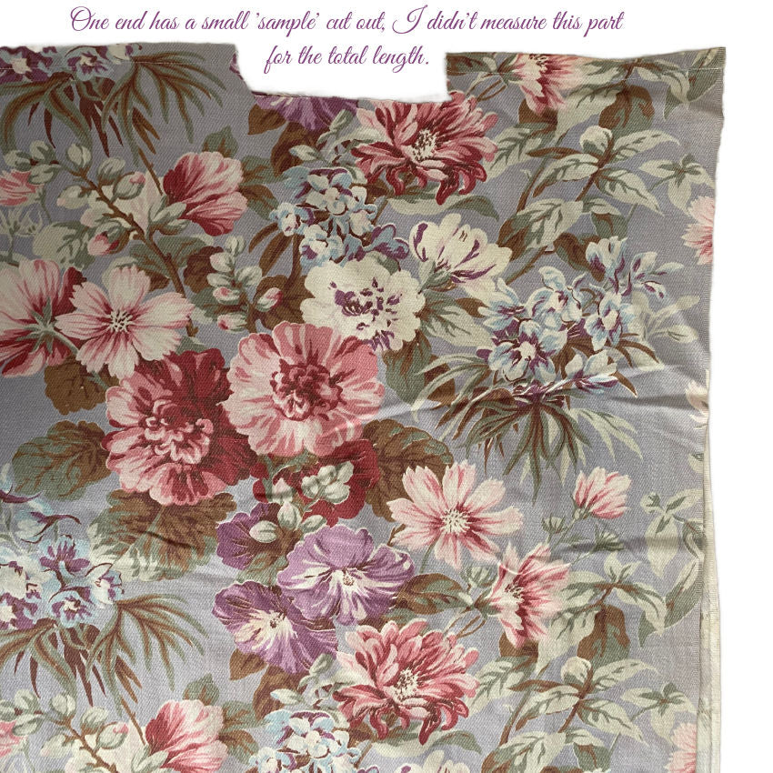 Vintage Periwinkle Morning Glory Floral Bouquets Fabric