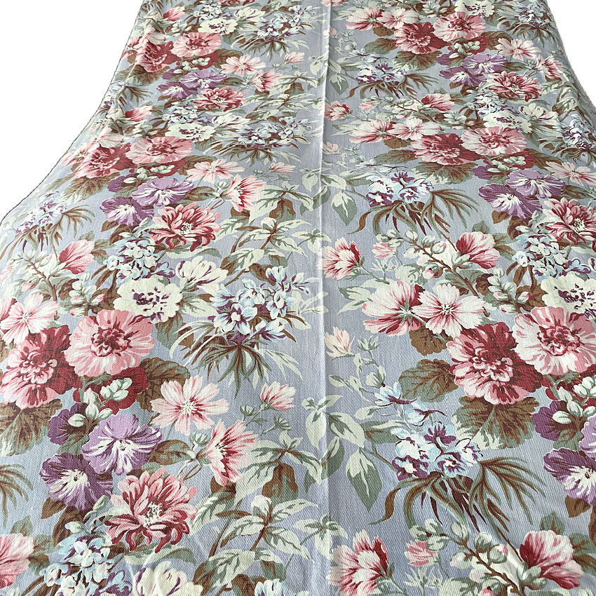 Vintage Periwinkle Morning Glory Floral Bouquets Fabric