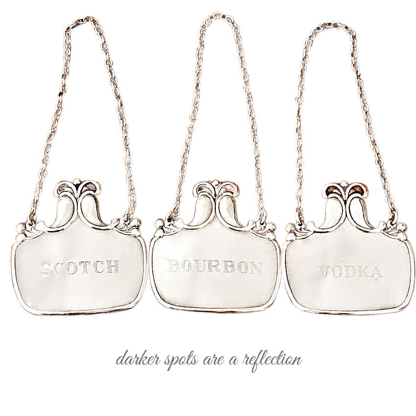 Vintage Sterling Silver Vodka Decanter Liquor Label