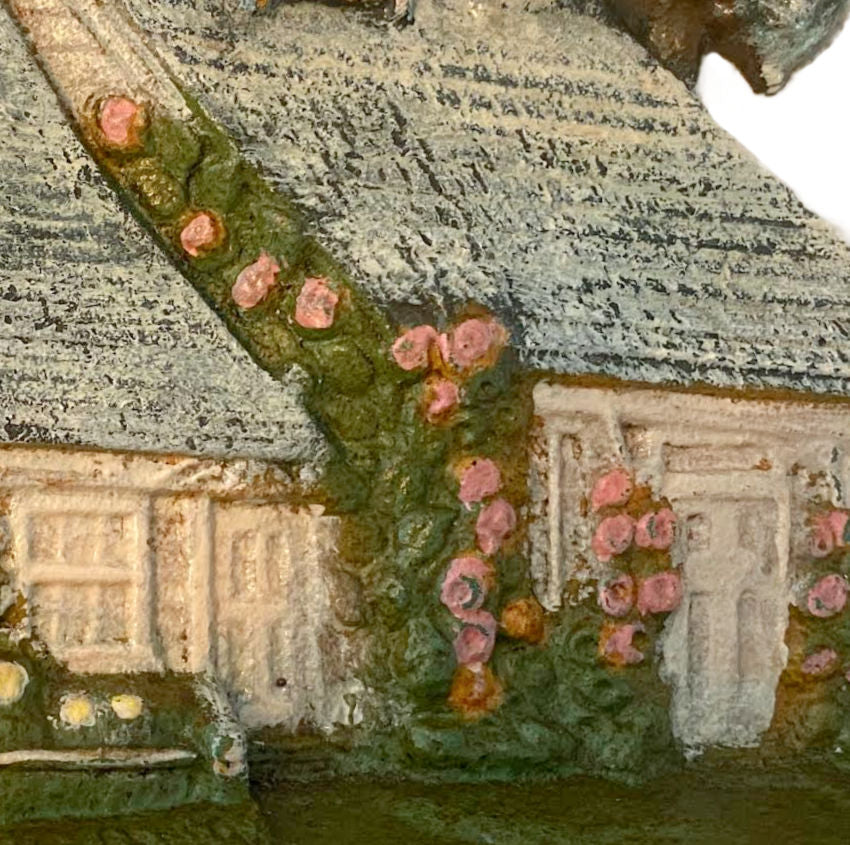 1920s American Hubley doorstop with climbing roses and cottage form