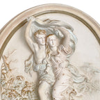 Vintage Pierre-Auguste Cot ‘Le Orage’ chalkware, hand-painted in soft pastels with gilt accents close up of the lovers.