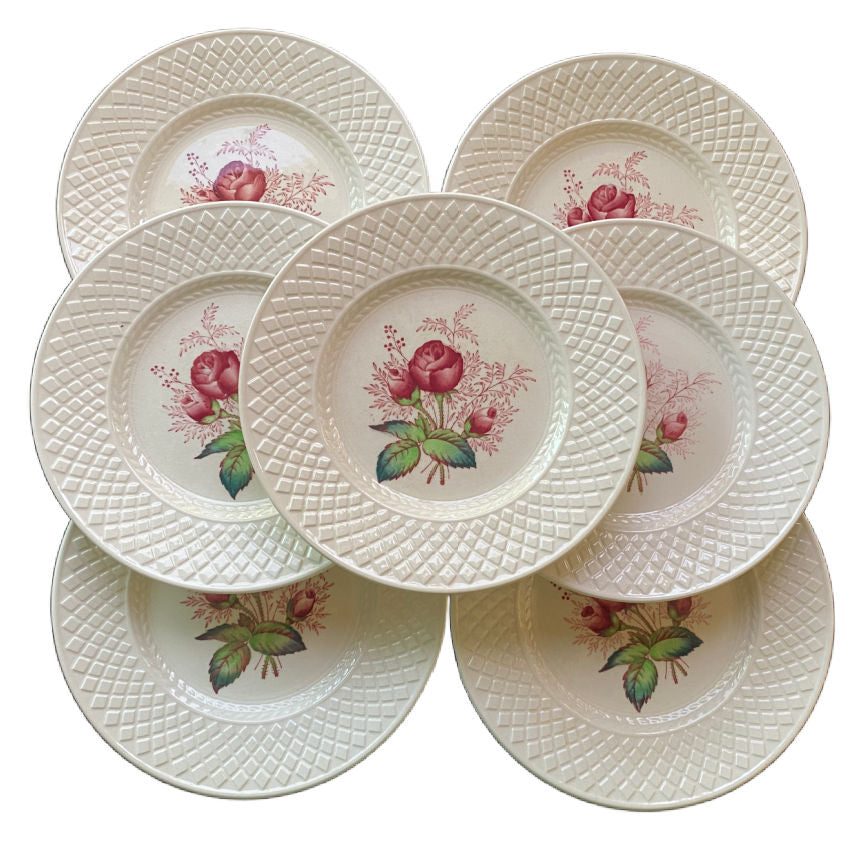Vintage Copeland Spode Lady Anne pink roses dessert plates set of 7