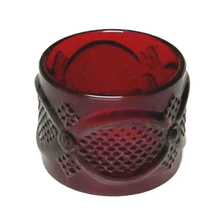 Vintage Set of Eight Cranberry Glass Napkin Rings