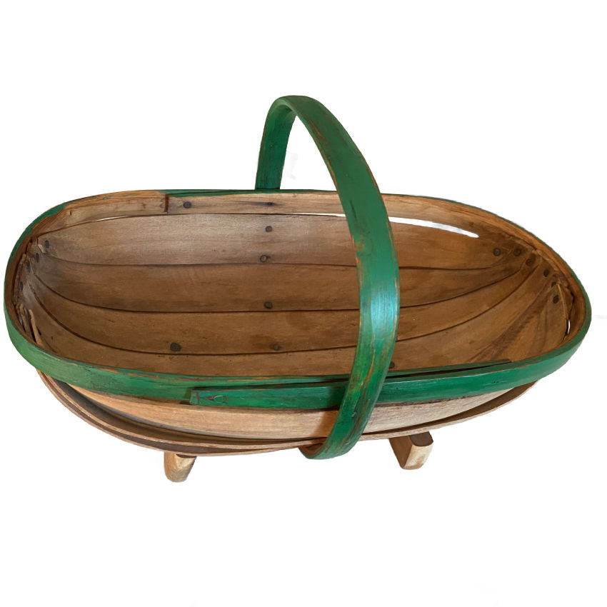 Weathered English trug with beautiful patina