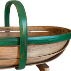English garden basket with aged wood patina close up view