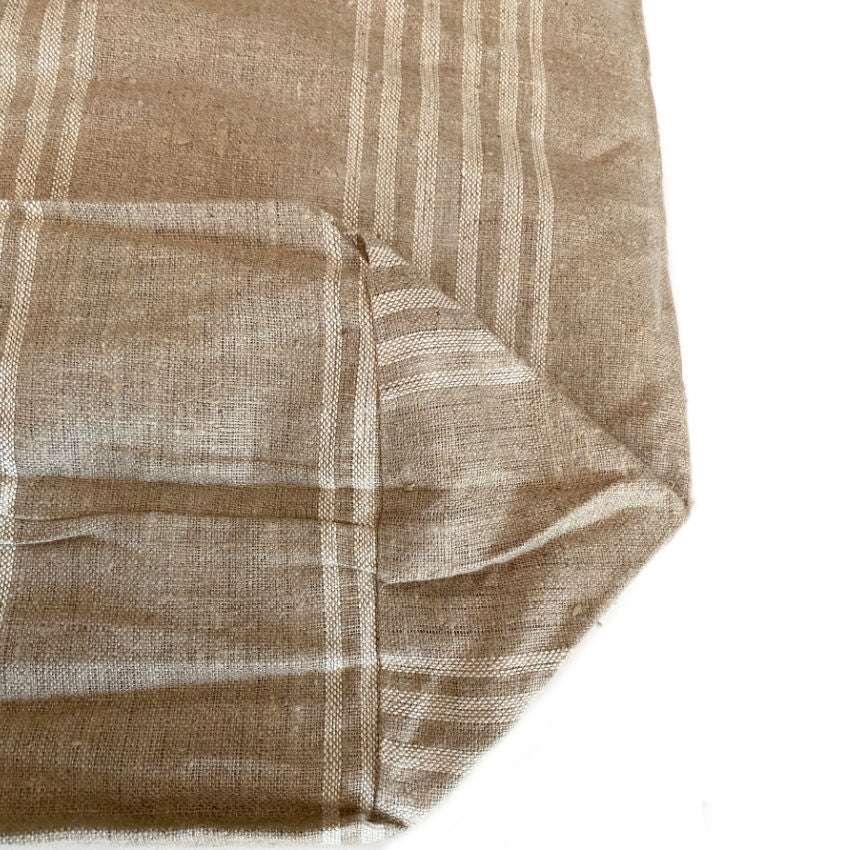 Vintage European Striped Linen & Flax Mattress Cover Unused