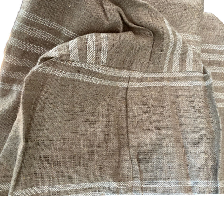 Vintage European Striped Linen & Flax Mattress Cover Unused