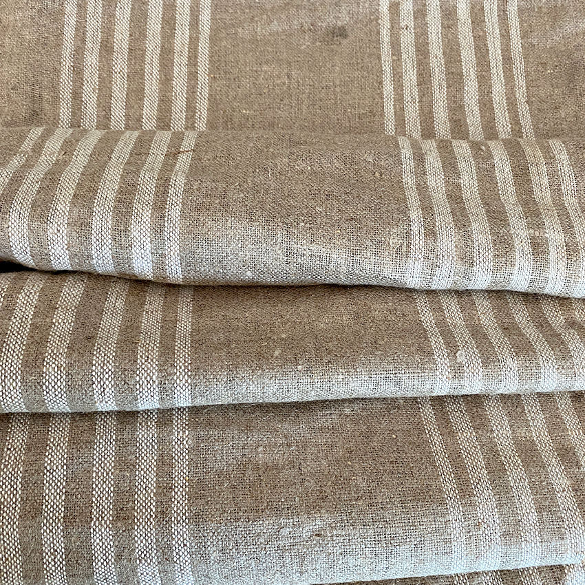 Vintage European Striped Linen & Flax Mattress Cover Unused