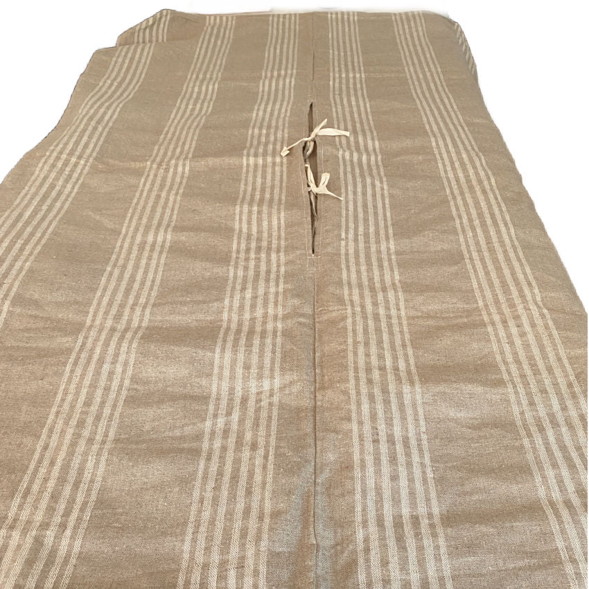 Vintage European Striped Linen & Flax Mattress Cover Unused
