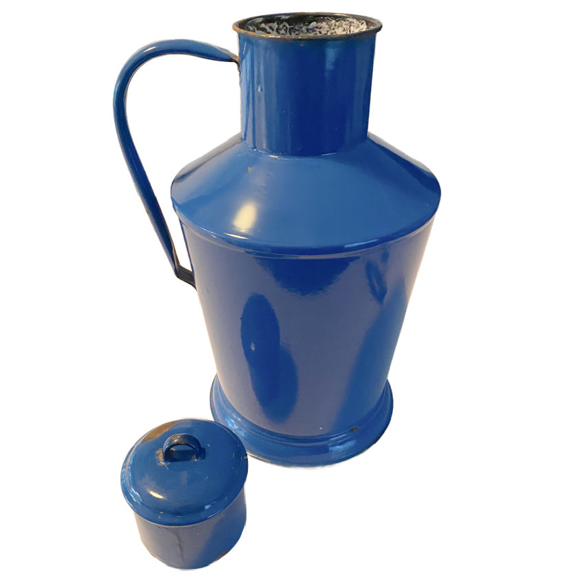 Vintage French Country Blue Enamel Water Jug