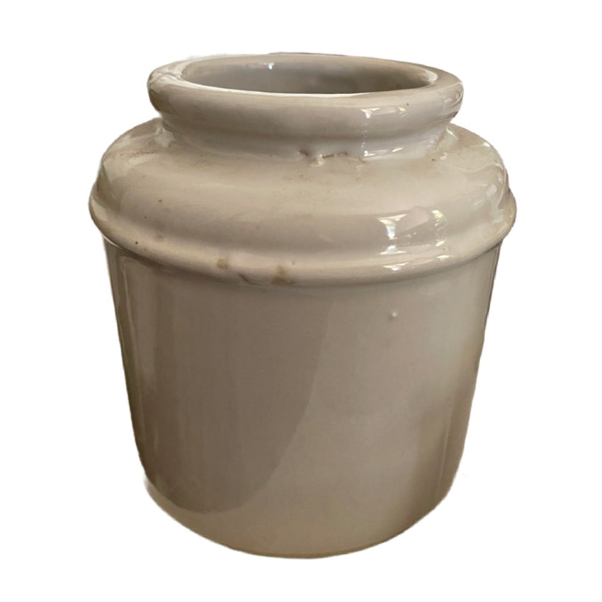 Antique French preserving jar cream glaze