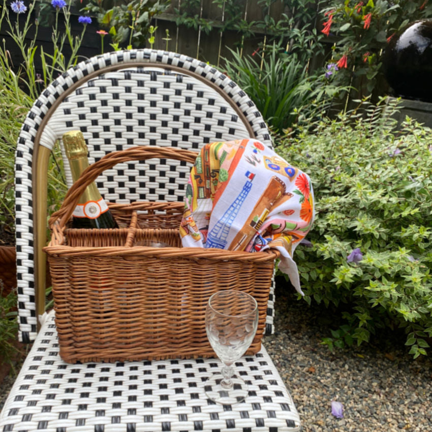 Vintage French Wicker Wine Bottle Carrier