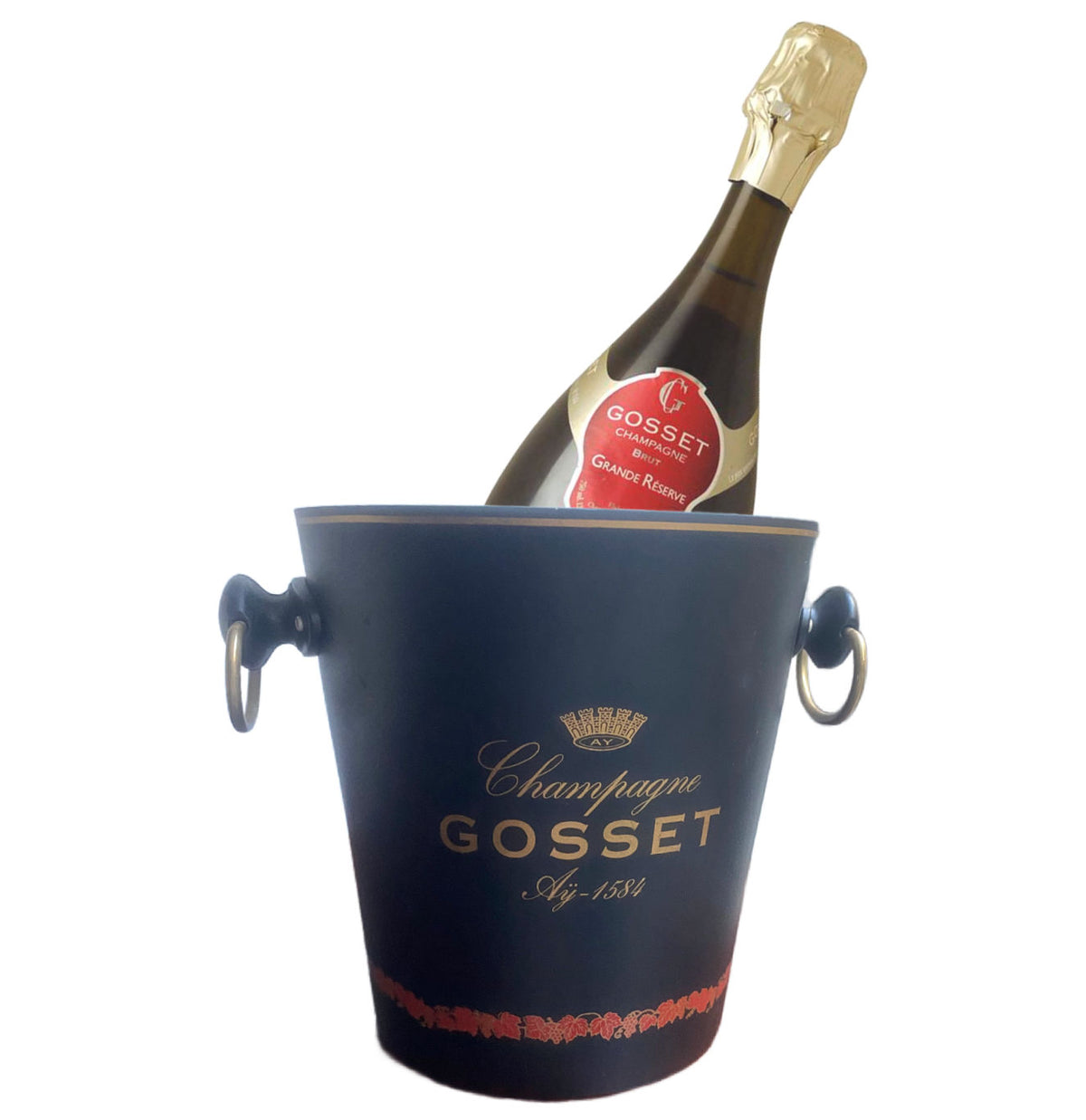 Vintage French Black Champagne Bucket