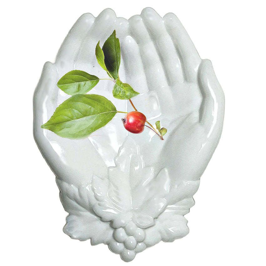 Vintage Milk Glass Double Hands Dish