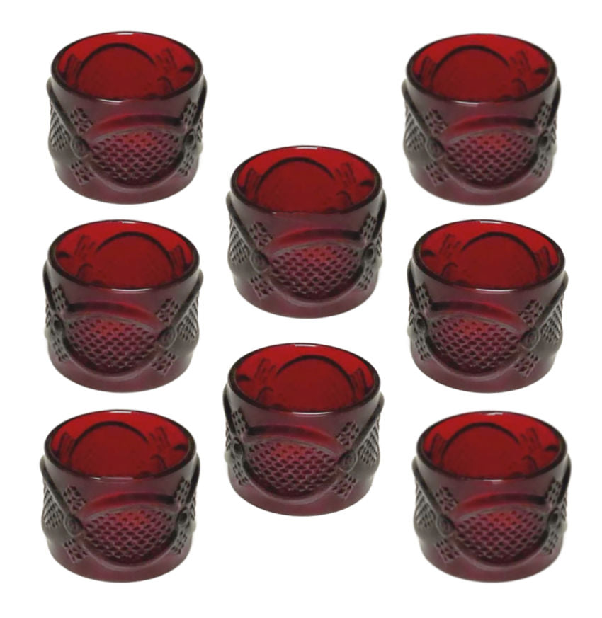 Vintage Set of Eight Cranberry Glass Napkin Rings