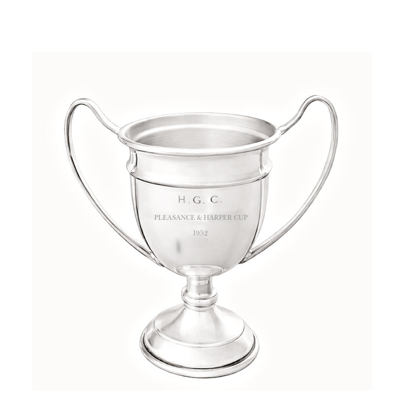 Vintage 1952 Pleasance & Harper silver-plated trophy cup engraved H.G.C. A small silver treasure.