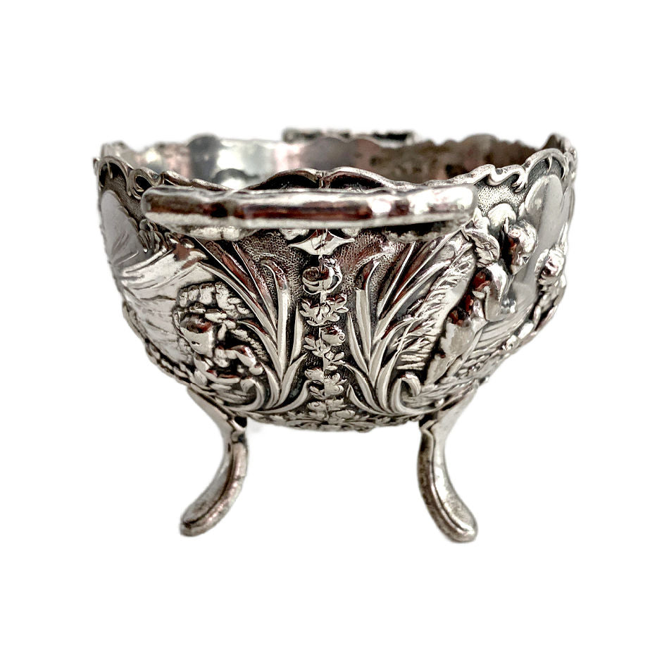Vintage silver plated footed bowl side view
