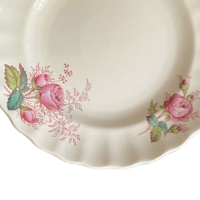 Vintage English Spode Dubarry plates detailed floral border pattern pink rose detail