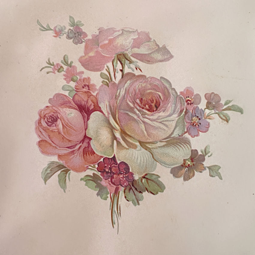 An exquisite vintage Wenczel ceramic tile adorned with a soft pink rose. A romantic collectible that adds timeless elegance and refined charm to any luxurious interior.