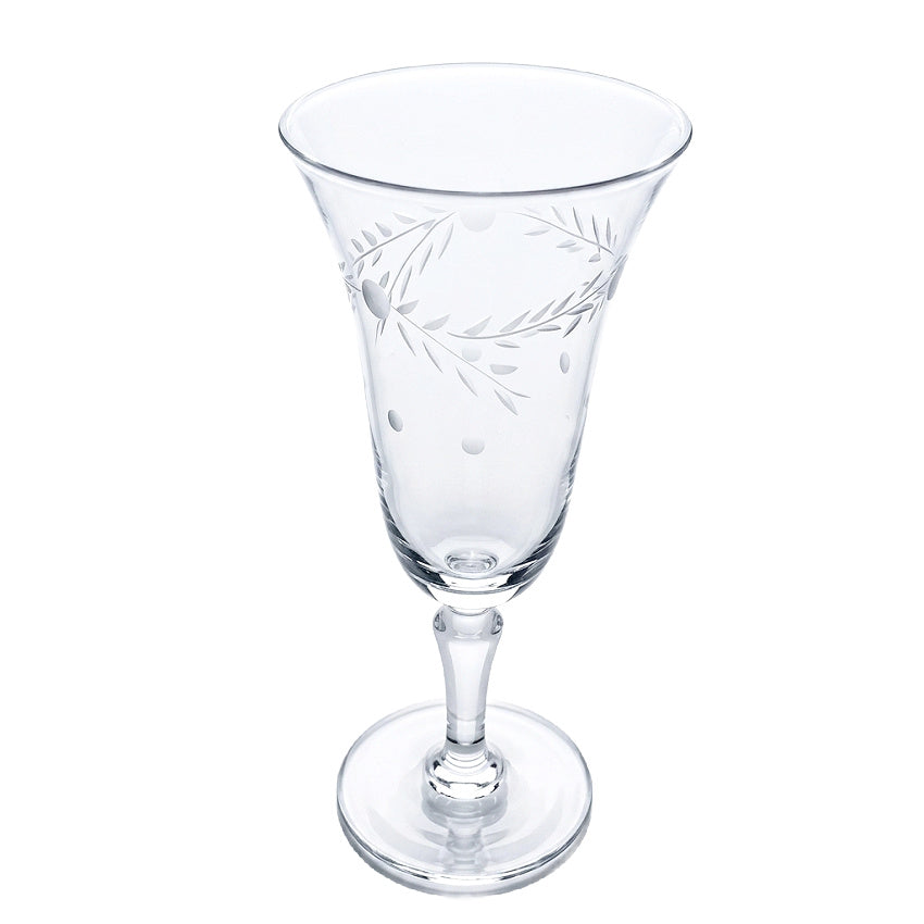 Vintage flared rim cordial glasses garland pattern