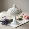 Vintage milk glass pedestal compote elegant table styling