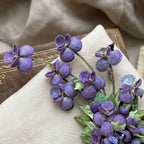 Vintage Purple Pansy Sea Shell Floral Spray