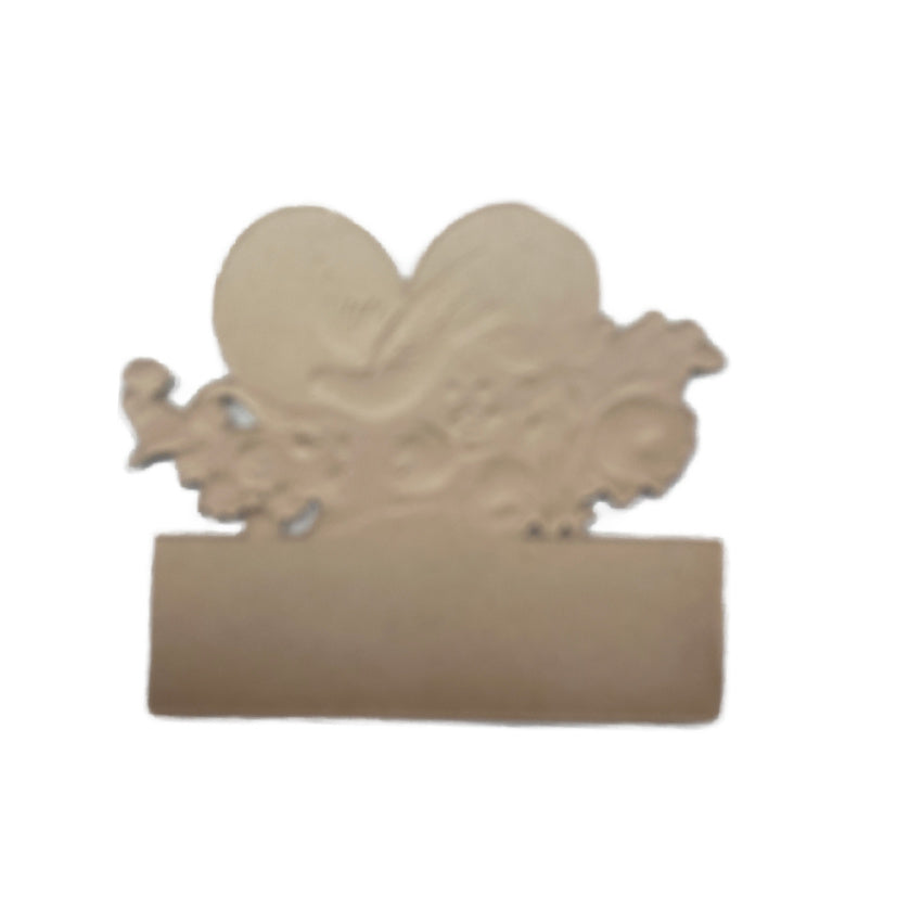 Vintage Pink Heart, Dove and Lilly of the Valley Name Card Die Cut