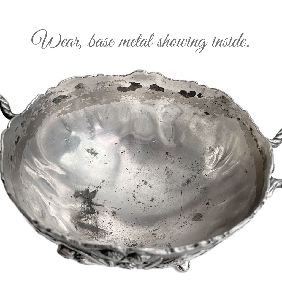 Vintage Silver Plated Cherub & Floral Footed Bowl