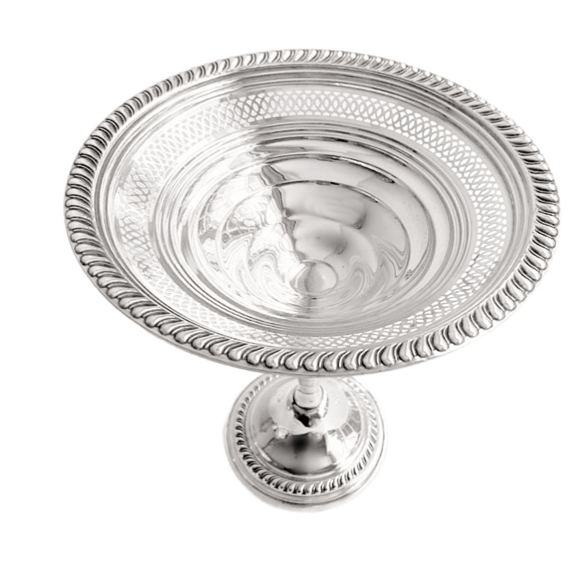 Vintage Sterling SIlver Pedestal Chocolate Bonbon Dish with Filigree