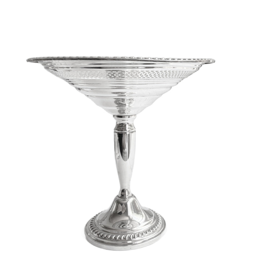 Vintage Sterling SIlver Pedestal Chocolate Bonbon Dish with Filigree