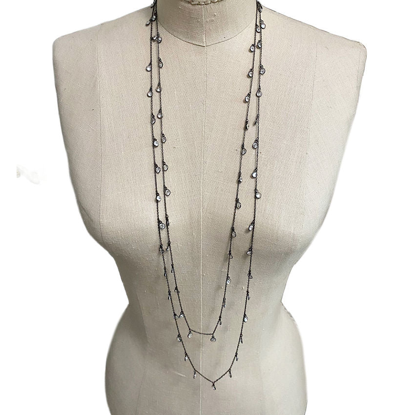 Vintage Swarovski Double Chain Crystal Station Necklace