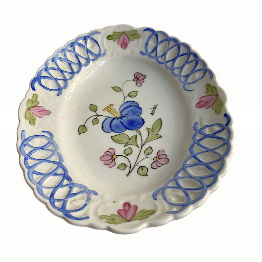 French Hand Painted Signed Floral Bowl