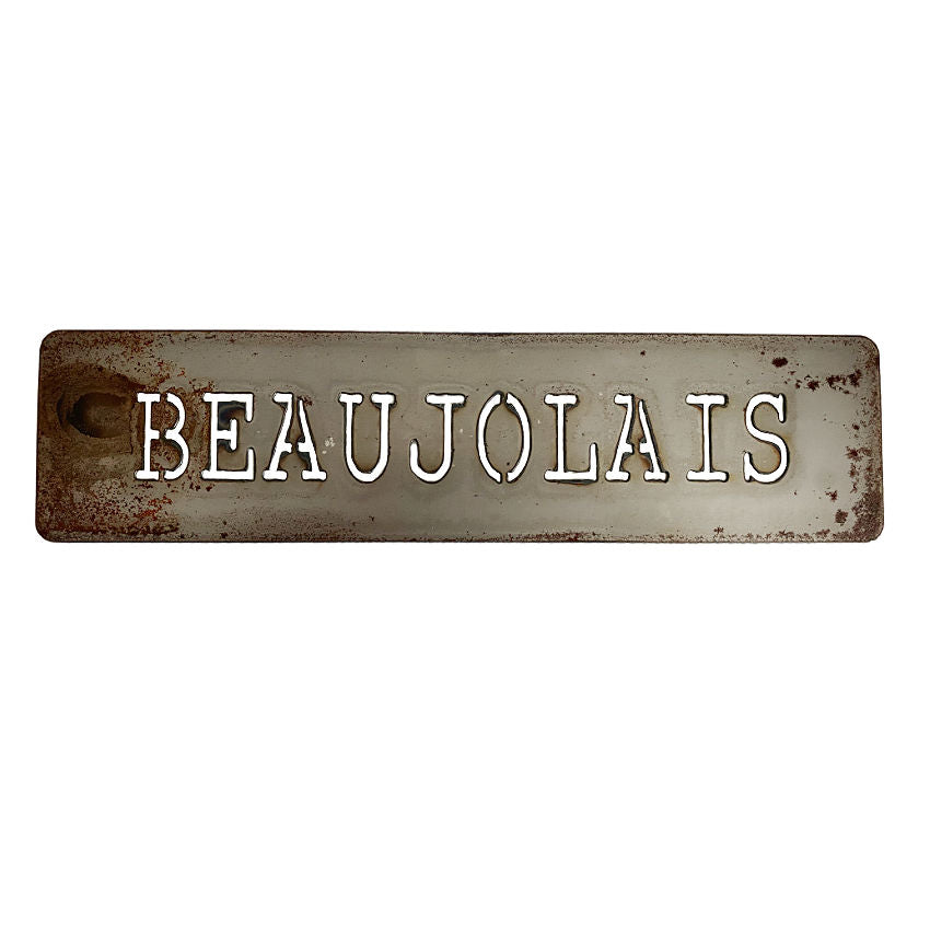 Aged Metal Vintner&#39;s Wine Sign Beaujolais