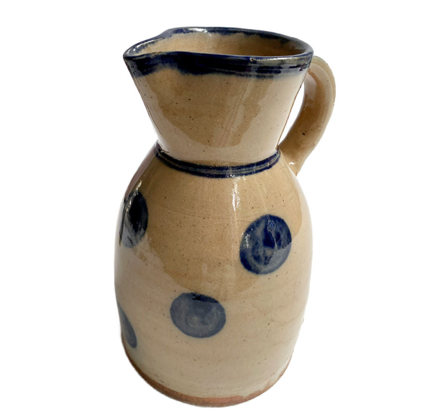 Antique French Pitcher Cream with Blue Polka Dots
