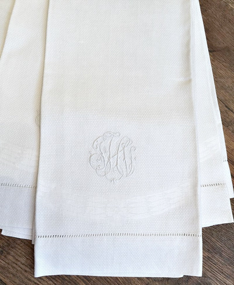 Antique Pique White Guest Towel F H I