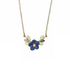 Wild Violet Flower Necklace in patinated bronze, part of FrenchGardenHouse Botanical Charms Collection, elegant nature-inspired floral jewelry design.