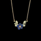 Wild Violet Flower Necklace in patinated bronze, Michael Michaud designer, elegant nature-inspired floral jewelry design