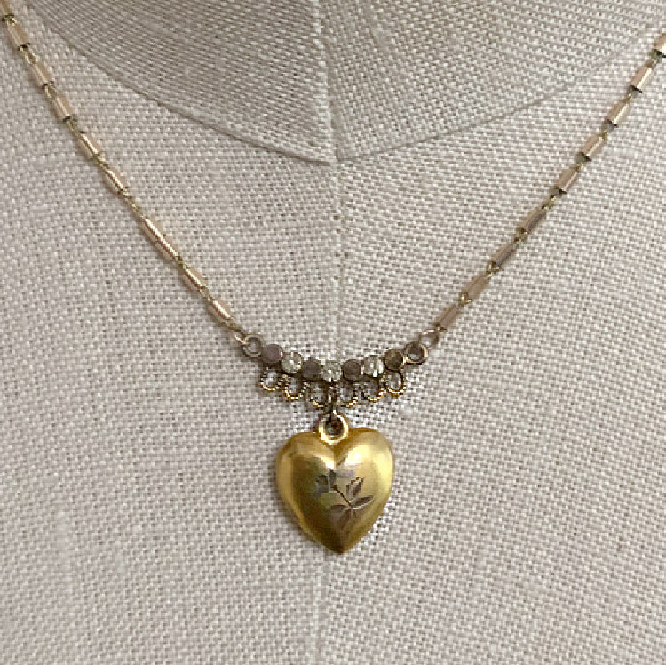 Antique Child's or Doll's Heart Charm Necklace