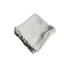 Antique White Linen and Point de Venise Lace Napkins Set of 8