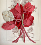 Antique Millinery Red Silk Velvet Rose — Couture Velvet Flower Ornament
